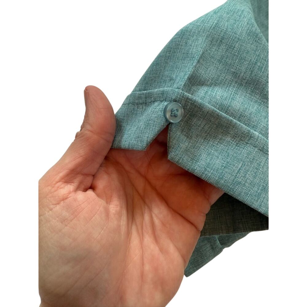 Cubavera Guayabera Shirt Men’s S Teal Blue Short Sleeve Button Front Resort - Picture 5 of 13